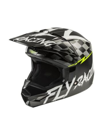 Fly Racing Шлем кроссовый детский KINETIC Sketch черный белый желтый