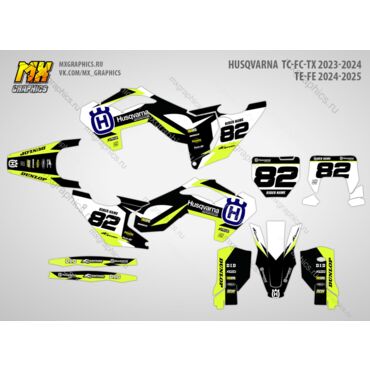 Наклейки на кроссовые и эндуро мотоциклы Husqvarna TC FC TX 2023-2024 TE FE 2024-2025. Серия GHSQ - миниатюра 1