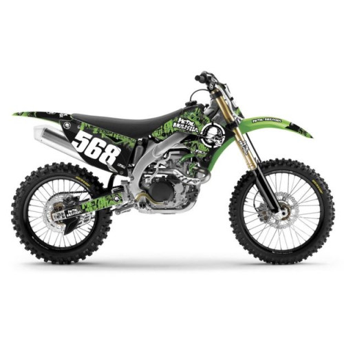 Наклейки FX Metal Mulisha под мотоциклы Kawasaki KX250F 2006 08 Черный Зеленый - фото 1