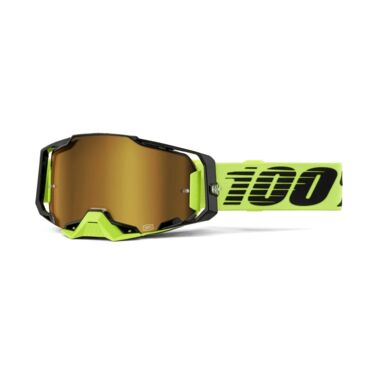 Очки для мотокросса 100% ARMEGA Neon Yellow Gold Mirror с зеркальной линзой - миниатюра 3