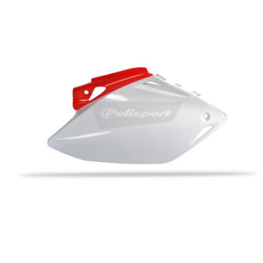 Щиток бокового номера Polisport под мотоцикл Honda CRF450R 2007 08 бело красный - миниатюра 1