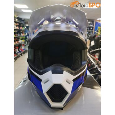Шлем кроссовый HIZER J6801 white blue - миниатюра 5