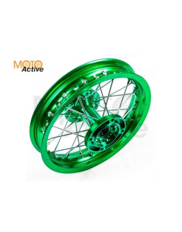 Обод задний 12" (1,85 R12 d=15mm) CNC ступица, алюминий зеленый X TECH