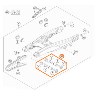Ремкомплект маятника KTM, HQV, GASGAS MC50 65 - миниатюра 2