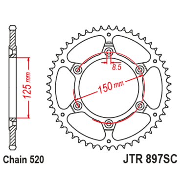 Звезда ведомая JTR897.50SC - миниатюра 1
