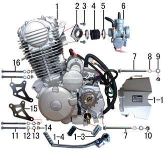 Двигатель в сборе 250cc ZS172FMM-3A(CB250-F).123.1600 - миниатюра 3