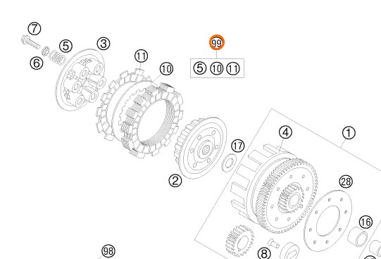 Комплект сцепления KTM OEM 47032010010 85 SX 2003 2014 - фото 1