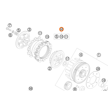 Комплект сцепления KTM OEM 47032010010 85 SX 2003 2014 - миниатюра 1