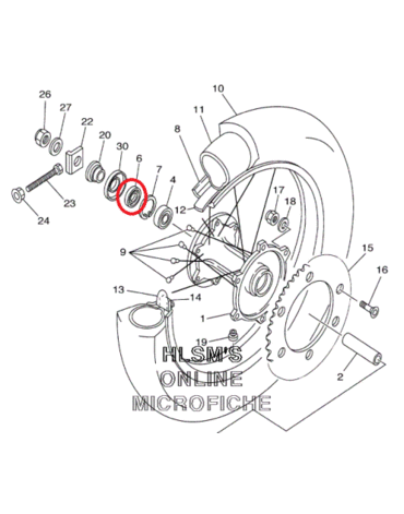 Сальник заднего колеса 2 YZ125 (01 13)