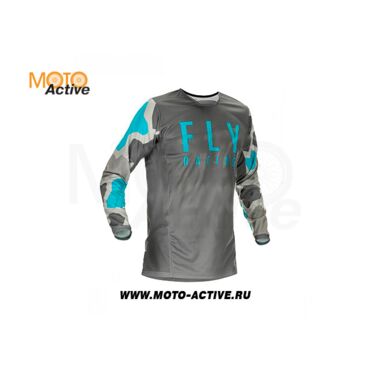 Футболка для мотокросса FLY RACING KINETIC K221 2021 серая синяя - миниатюра 3