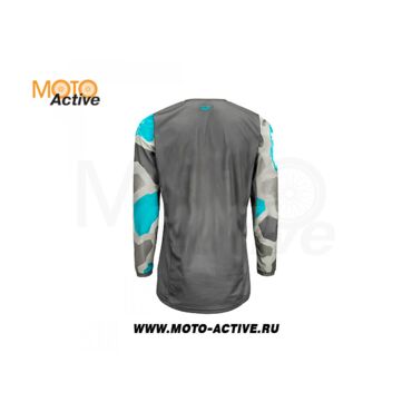 Футболка для мотокросса FLY RACING KINETIC K221 2021 серая синяя - миниатюра 4