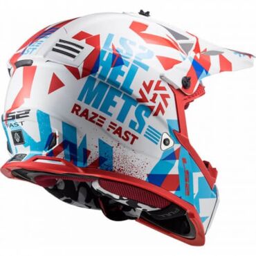 LS2 Шлем MX437 Fast Mini Funky Красно белый - миниатюра 2
