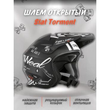Oneal Шлем открытый Slat Torment Черный Белый Матовый - миниатюра 2