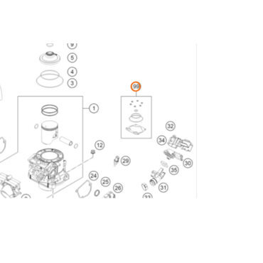 Набор прокладок для замены поршня KTM OEM A44030097000 TBI 2024+ - миниатюра 1