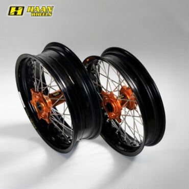 Колесо заднее Haan Wheels KTM LC8 17 5.00 Black rim Orange hub, cushdrive 25mm silver spokes orange nipple - миниатюра 1