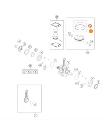 KTM PISTON RING SET Кольца поршневые (комплект)  SXF250 16-> EXCF250 17-> ( 79030231044 )