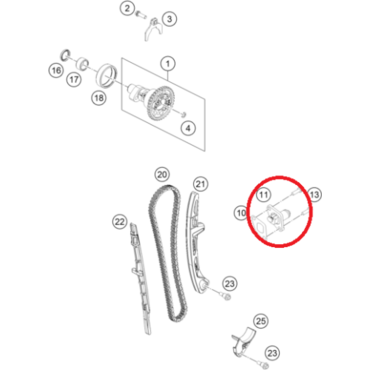Натяжитель цепи KTM450(с04)/FC450(с14), original - миниатюра 1