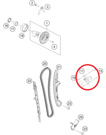 Натяжитель цепи KTM450(с04)/FC450(с14), original