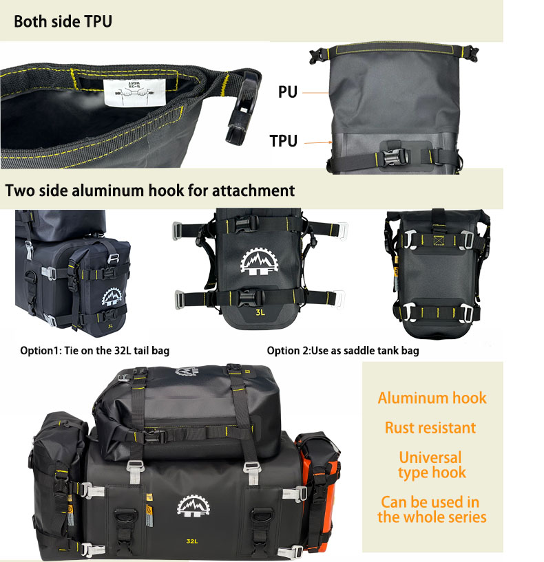 Tripfella Extreme Waterproof Saddle Bags (Black) дополнительная сумка 12L ( черный )  //  TFD 531 BLK - фото 3
