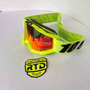 Очки для мотокросса 100% Accuri Fluo Yellow с красной зеркальной линзой - миниатюра 3