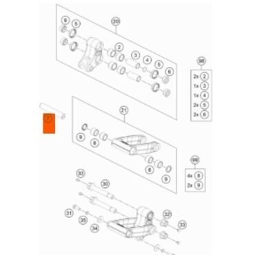 KTM ось косточки подвески KTM 690 08 24 // HQV 701 16 24 ( 76504084100 /  76504084000 ) - миниатюра 2