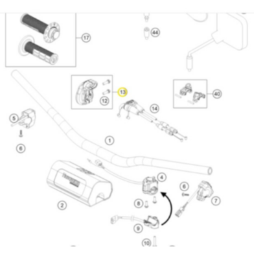 KTM Housing throttle twist grip cpl. Кожух ручки газа  SX SXF 125 450 23-> EXC EXCF 150 500 24-> ( A46002010025 ) - миниатюра 3