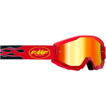 Маска кроссовая FMF Powercore Flame Red - зеркальная красная линза - миниатюра 1