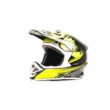 Шлем кроссовый HIZER black yellow B6195 - миниатюра 1