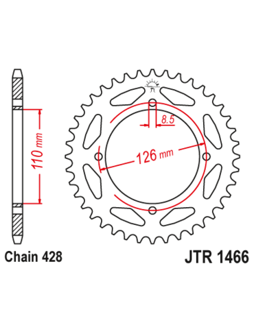 Звезда ведомая стальная 46 зубов KX65 02 20 (428 цепь) JT