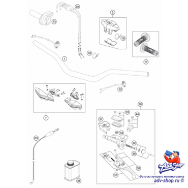KTM Ручка газа в сборе 250 350 450 500 EXC F / FREERIDE 12 15 ( 78102010100 / 78102010000 / 77002010100 / 59402010000 / 59002010200 / 59002010000 ) - миниатюра 3