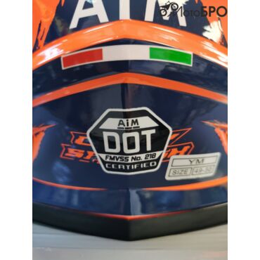 Шлем детский мотард AiM JK802Y Orange Blue - миниатюра 5