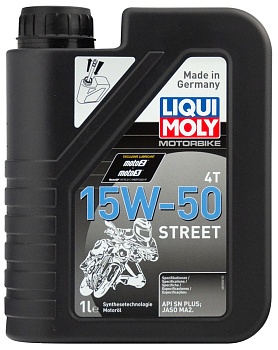 LIQUI MOLY 1л Синтетическое моторное масло Motorbike 4T Street 15W 50 // 2555 - миниатюра 1