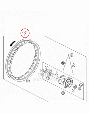 Колесо в сборе 12 1,50 KTM50(12 17)/TC(17), переднее, original