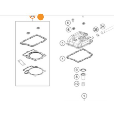 KTM Gasketkit cylinder комплект прокладок верх 350 EXCF 24-> ( A47030097000 ) - миниатюра 1