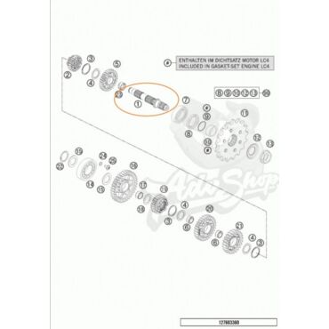 KTM Вторичный вал КПП 690 Duke SMC R 07 18 ( 76233010000 ) - миниатюра 3