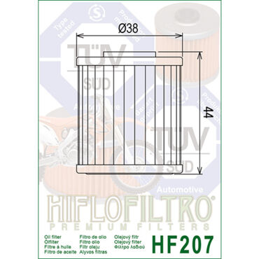 HF207 - Масляный фильтр HiFlo HF207 для мотоциклов Kawasaki KX250F (2004 2025), KX450F (2016 2025), Suzuki RMZ250 (2004 2024), Suzuki RMZ450 (2005 2024), RMX450Z (2010 2024) - миниатюра 2