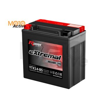 МОТО АККУМУЛЯТОР RDRIVE EXTREMAL SILVER YTX14 BS - миниатюра 1
