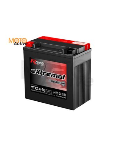 МОТО АККУМУЛЯТОР RDRIVE EXTREMAL SILVER YTX14 BS