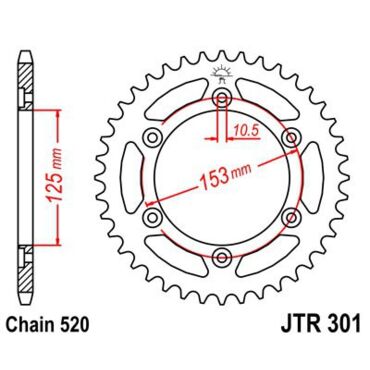 JTR 301 45 звезда ведомая стальная  45 зубов Honda XR650L - миниатюра 3