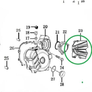 Крышка картера левая 172FMM 3A (CB250 F) задняя часть - миниатюра 1