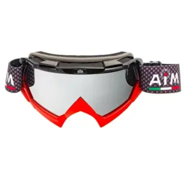 AiM Очки кроссовые (PRO) 157 500 Black Red Glossy - миниатюра 1