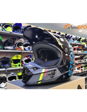 Шлем кроссовый Starks Base SH MX1, черно салатовый