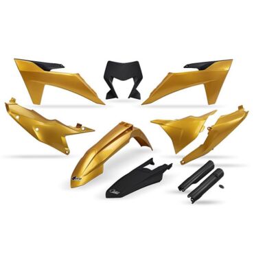 Комплект пластика Ufo KTKIT530F@024 KTM Эндуро 2024+ золотисто черный - миниатюра 1