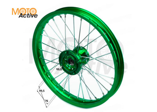 Обод передний 17" (1,60 R17 d=15mm) (4x100x76) CNC ступица, алюминий зеленый X TECH