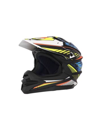 Desment Шлем кроссовый Raptor White Yellow Blue graphic