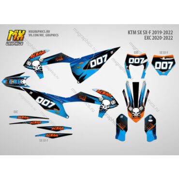 Наклейки на эндуро и кроссовый мотоцикл KTM SX-SXF 2019-2022 EXC 2020-2023. Серия GG Fox - миниатюра 1