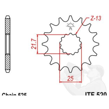 JTF 520 15 звезда ведущая 15 зубов  (Suzuki DL650, Triumph Tiger800, Yamaha TDM850) - миниатюра 1