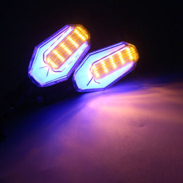 Поворотники LED с ДХО на мотоцикл черные - миниатюра 1