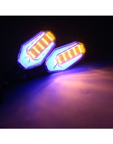 Поворотники LED с ДХО на мотоцикл черные