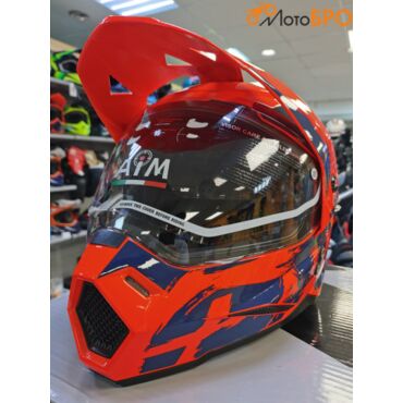 Шлем детский мотард AiM JK802Y Orange Blue - миниатюра 6